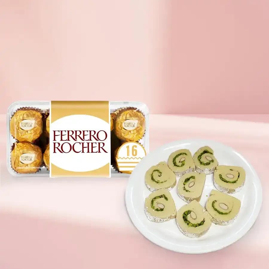 Kaju Cake from Mithas Delicious Sweets with Ferrero Rocher