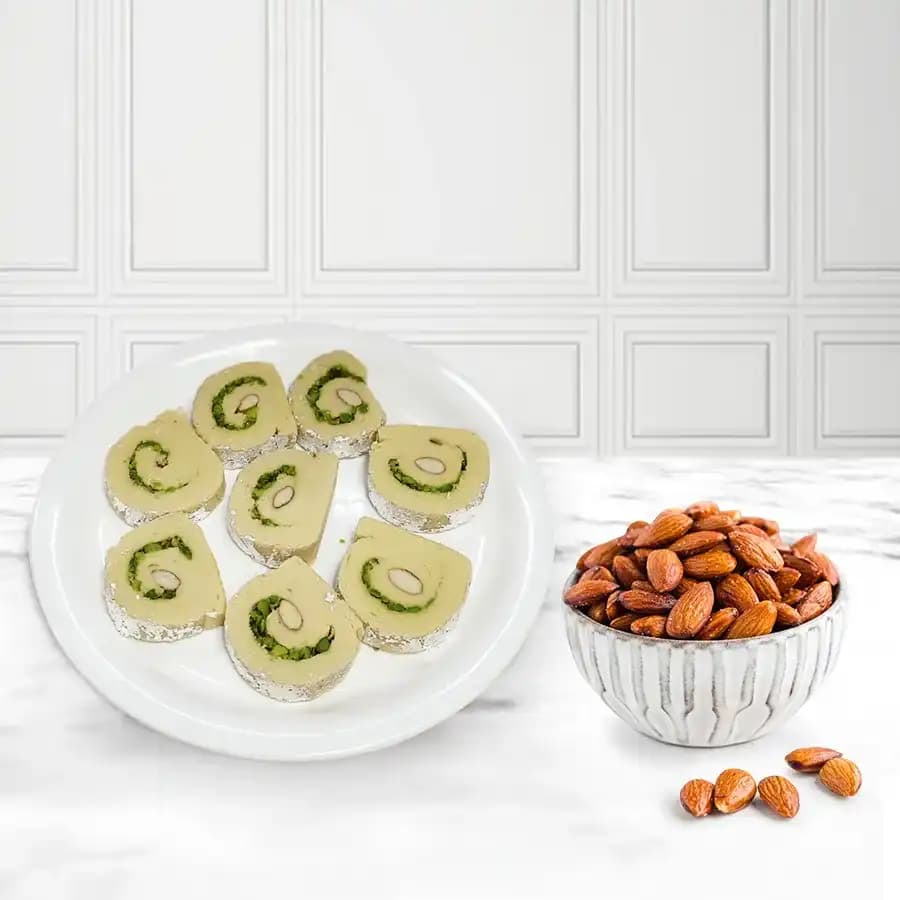 Kaju Cake from Mithas Delicious Sweets with Crunchy Almonds