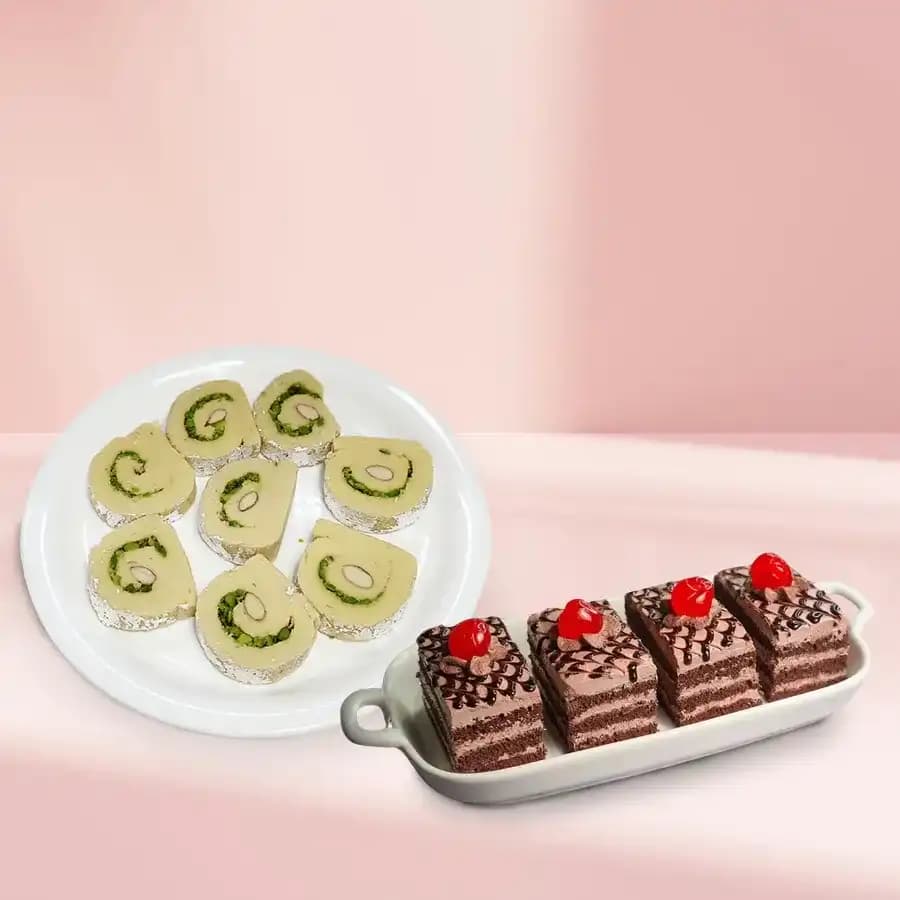 Kaju Cake from Mithas Delicious Sweets with Chocolate Pastry