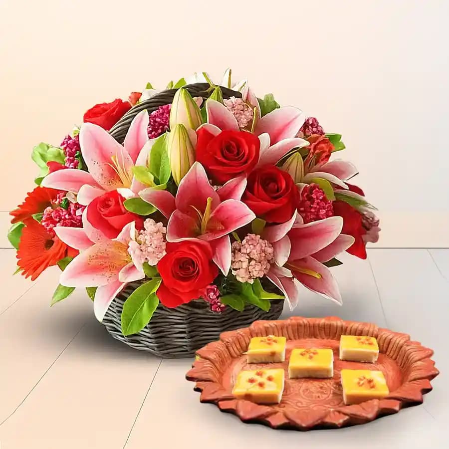 Exquisite Flowers N Butterscotch Sandesh Gift