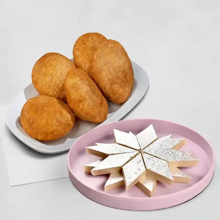 Delicious Kaju Barfi N Dal Khasta Kachori Duo