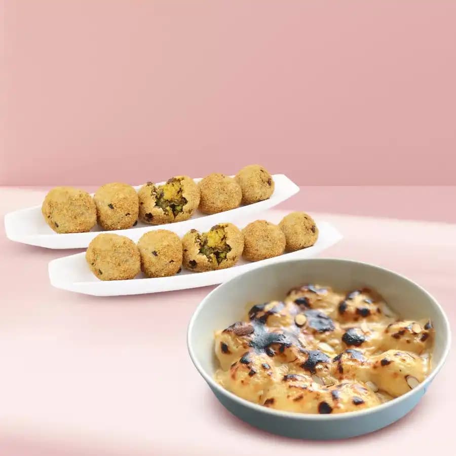 Sumptuous Baked Rosogolla N Mochar Chop Duo