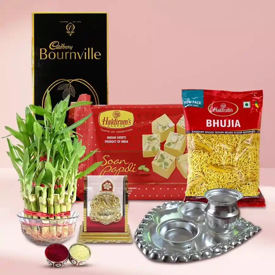 Remarkable 2 Tier Lucky Bamboo Gift Combo