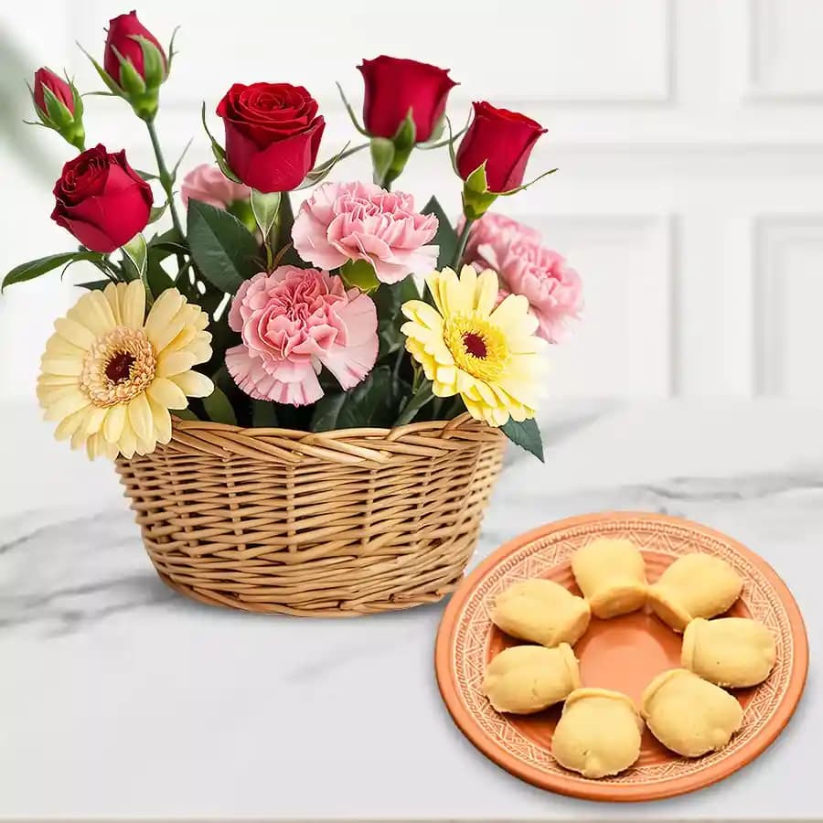 Mixed Flowers N Gurer Talsash Combo