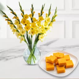 Gladiolus Vase N Butterscotch Sandesh Delight 1