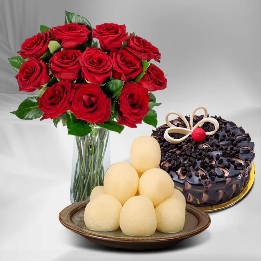 Graceful Roses N Desserts Delight
