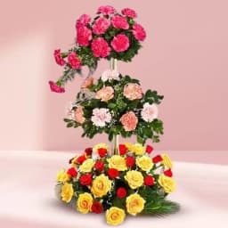 Marvelous Assorted Flowers 3 Tier Arrangement 1