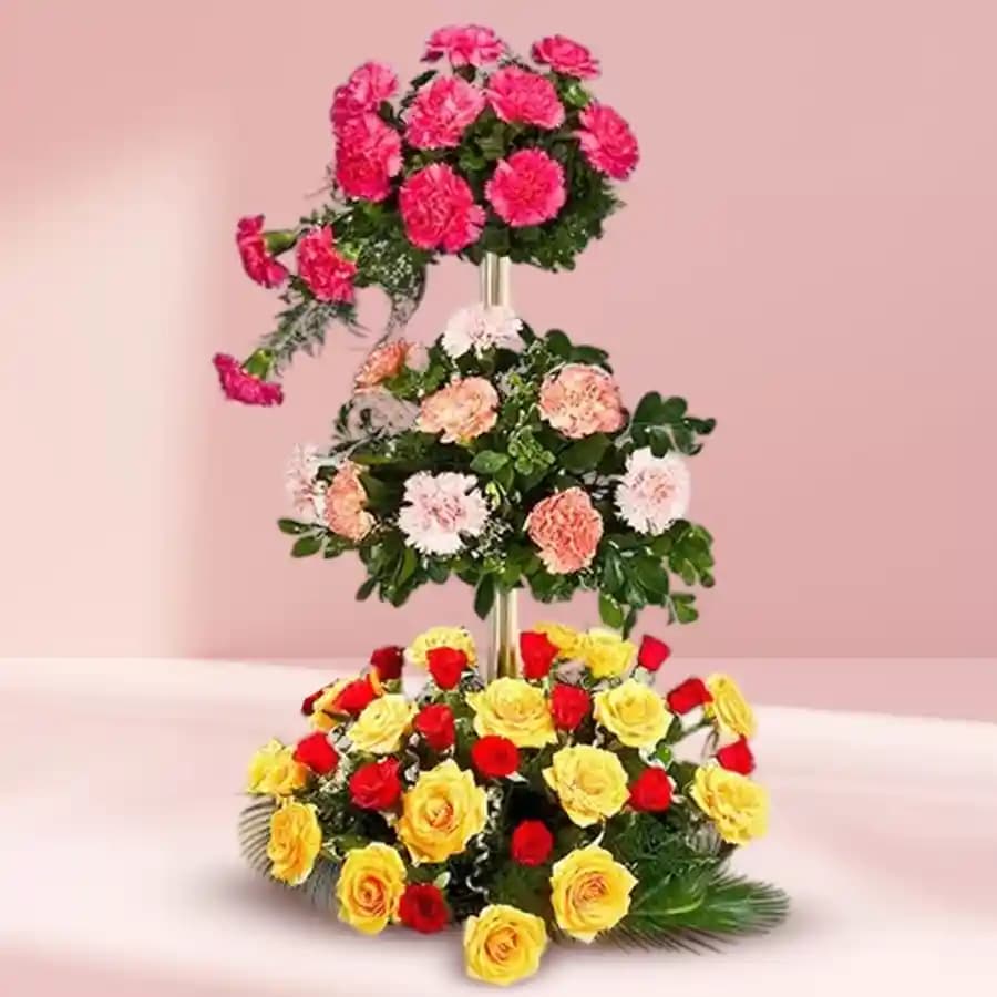 Marvelous Assorted Flowers 3 Tier Arrangement