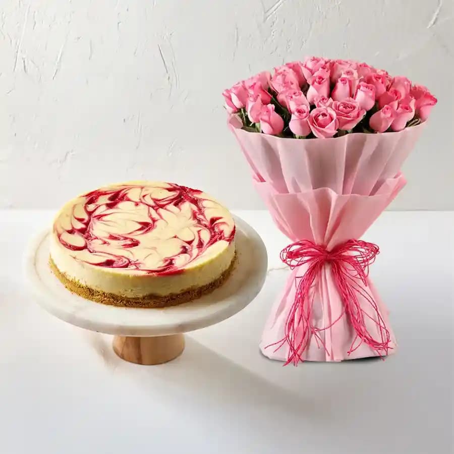 Deluxe Cheesecake and Floral Surprise