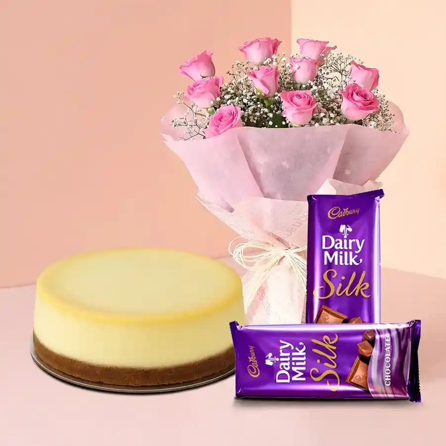 Luxury Cheesecake Delight with Floral and Chocolate Treats