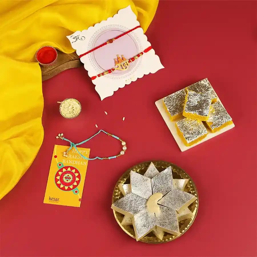Traditional Rakhi N Mithai Gift Box