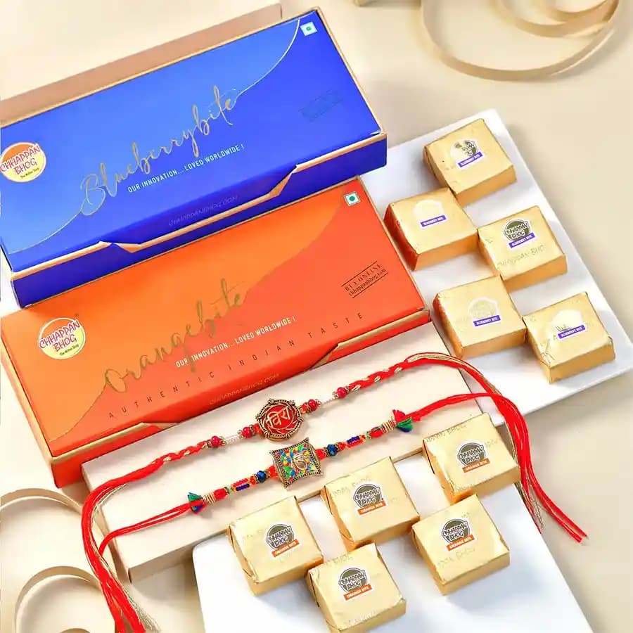 Sacred Rakhi Delight & Decadent Sweets Gift Set