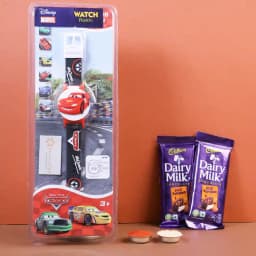 Adorable Car-Themed Rakhi with Sweet Treats 1