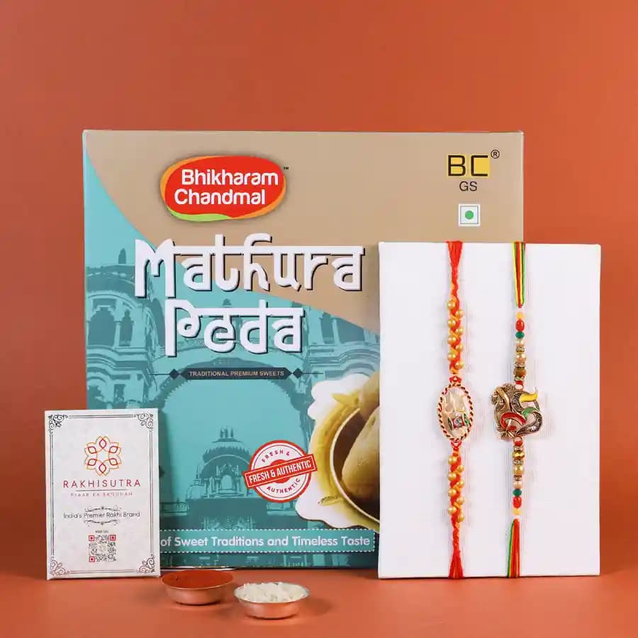 Divine Rakhi Duo & Mathura Sweets Set