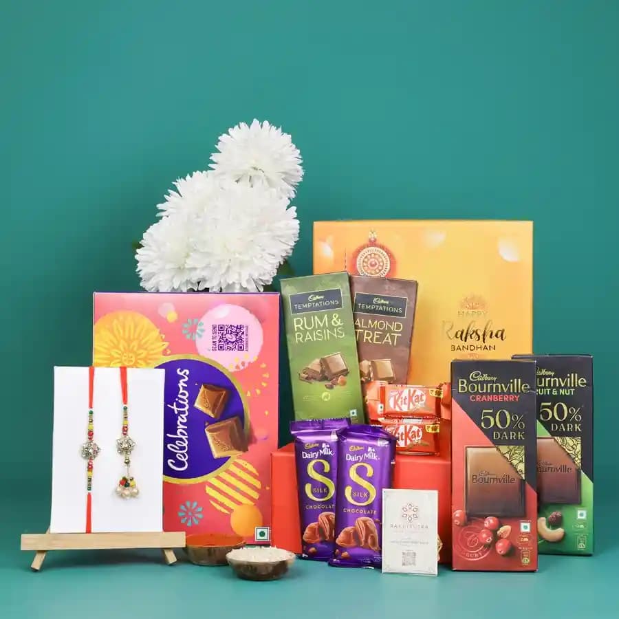 Elegant Rakhi & Gourmet Chocolate Selection