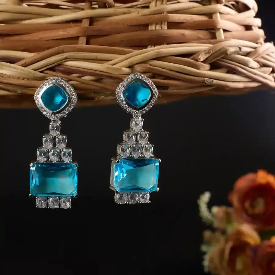 Radiant Azure Gemstone Dangle Earrings