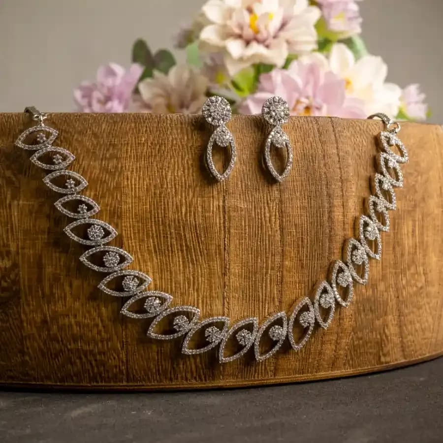 Chic Marquise Necklace and Earring Ensemble