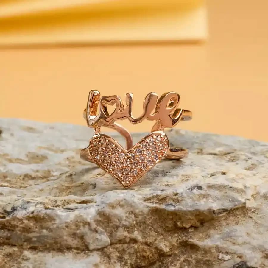 Rose Gold Heart Charm Ring