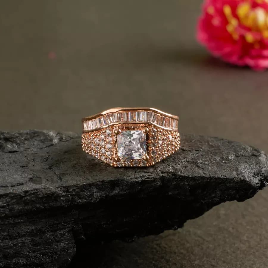 Elegant Square Gemstone Ring