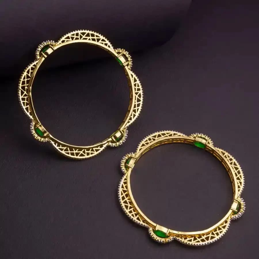 Opulent Green Lattice Bangles