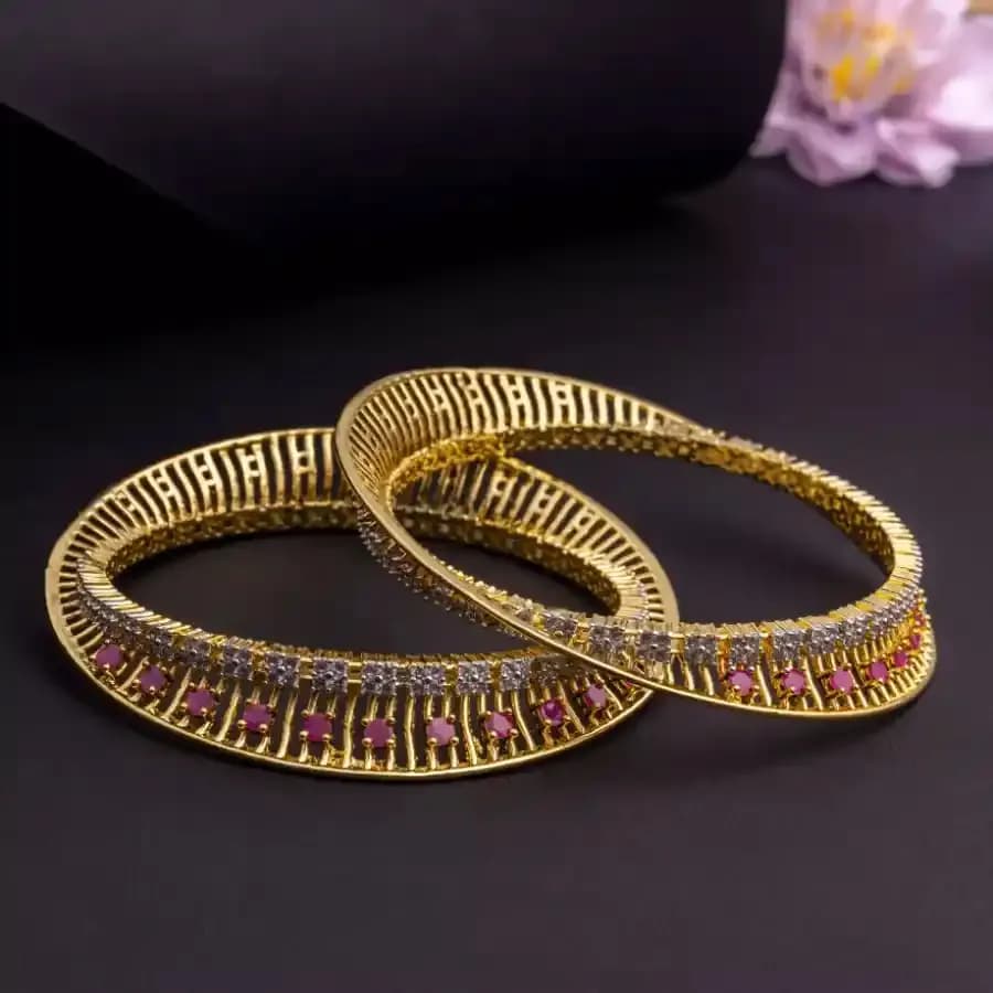 Glimmering Gold Charm Bangles