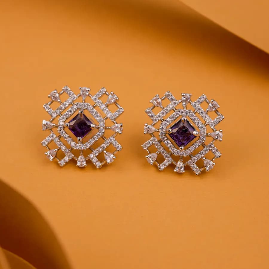 Chic Amethyst Geometric Studs