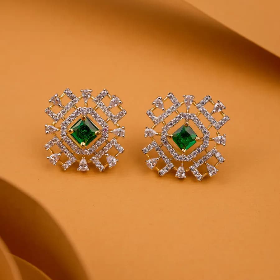 Geometric Green Elegance Earrings