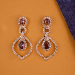 Rose Gold Ruby Drop Earrings 1