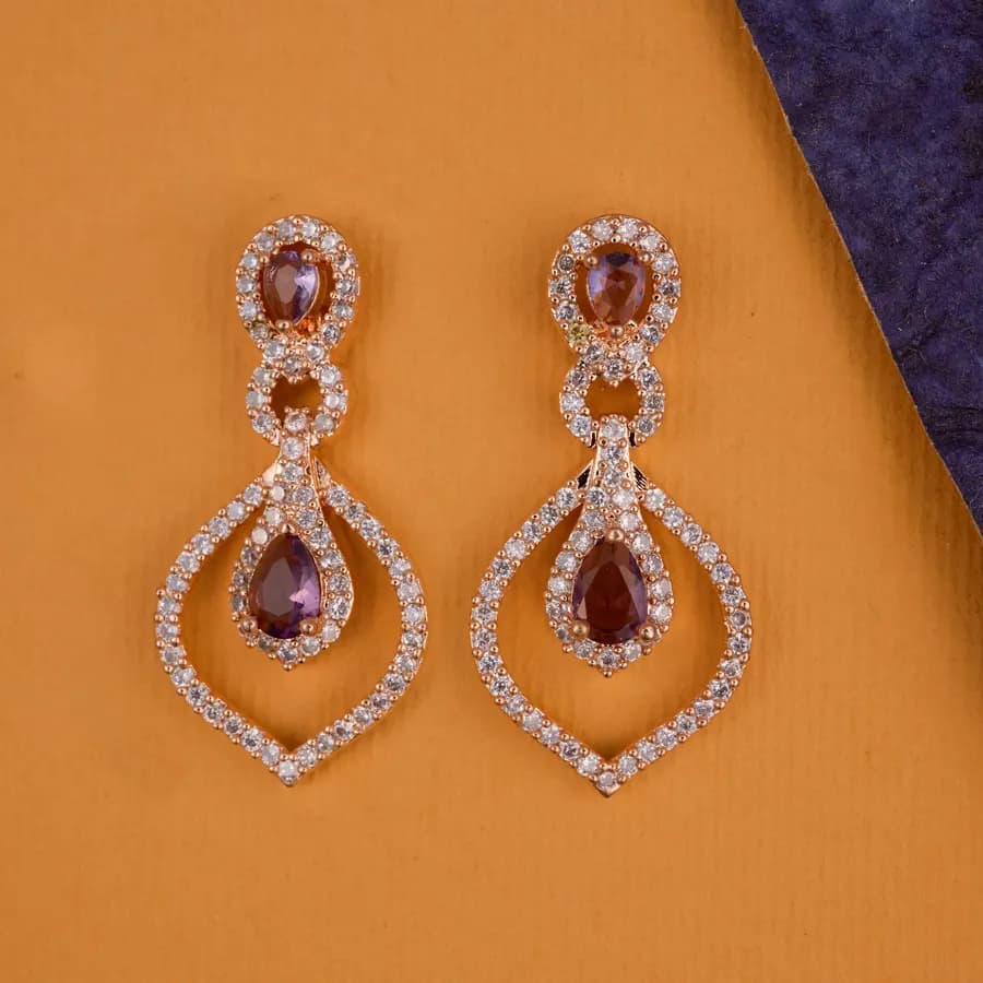 Rose Gold Ruby Drop Earrings