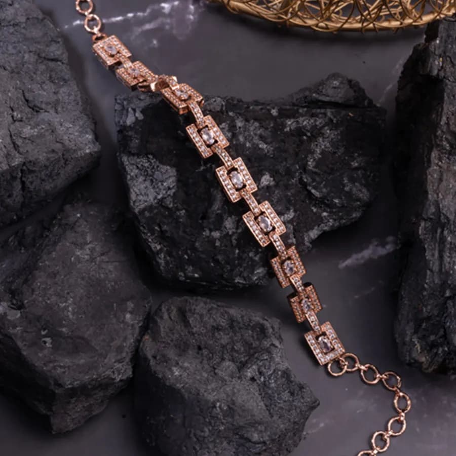 Radiant Rose Gold Stone Bracelet