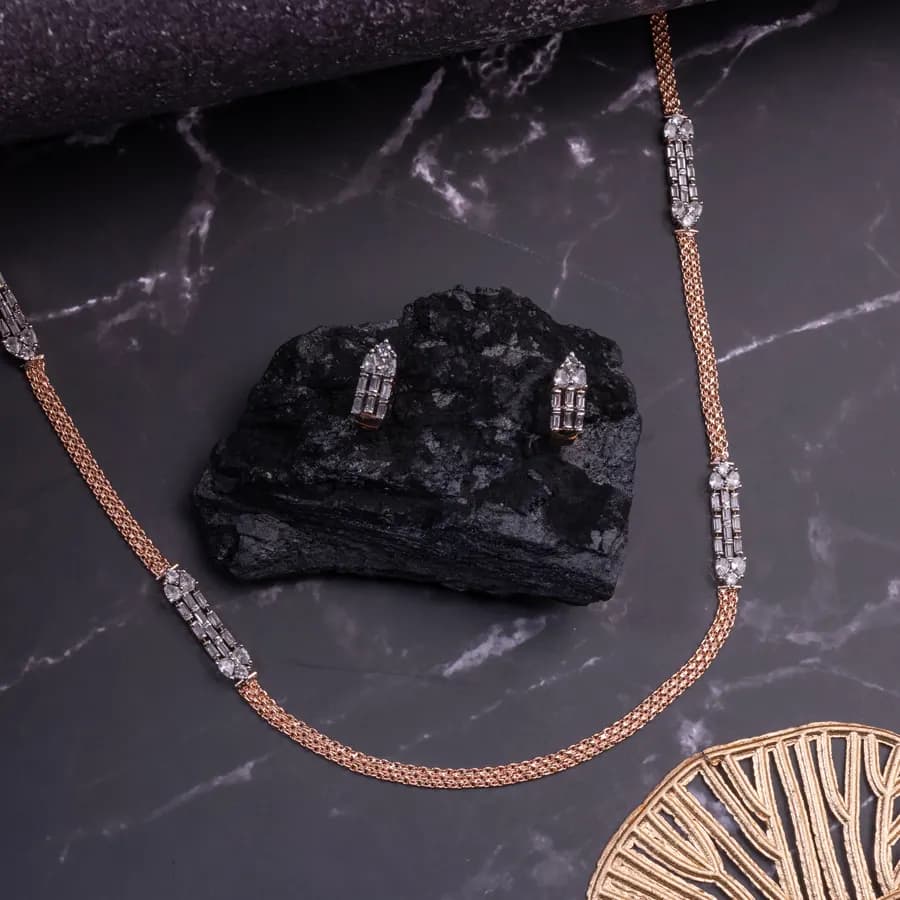 Chic Bohemian Rosegold Floral Necklace & Earring Set