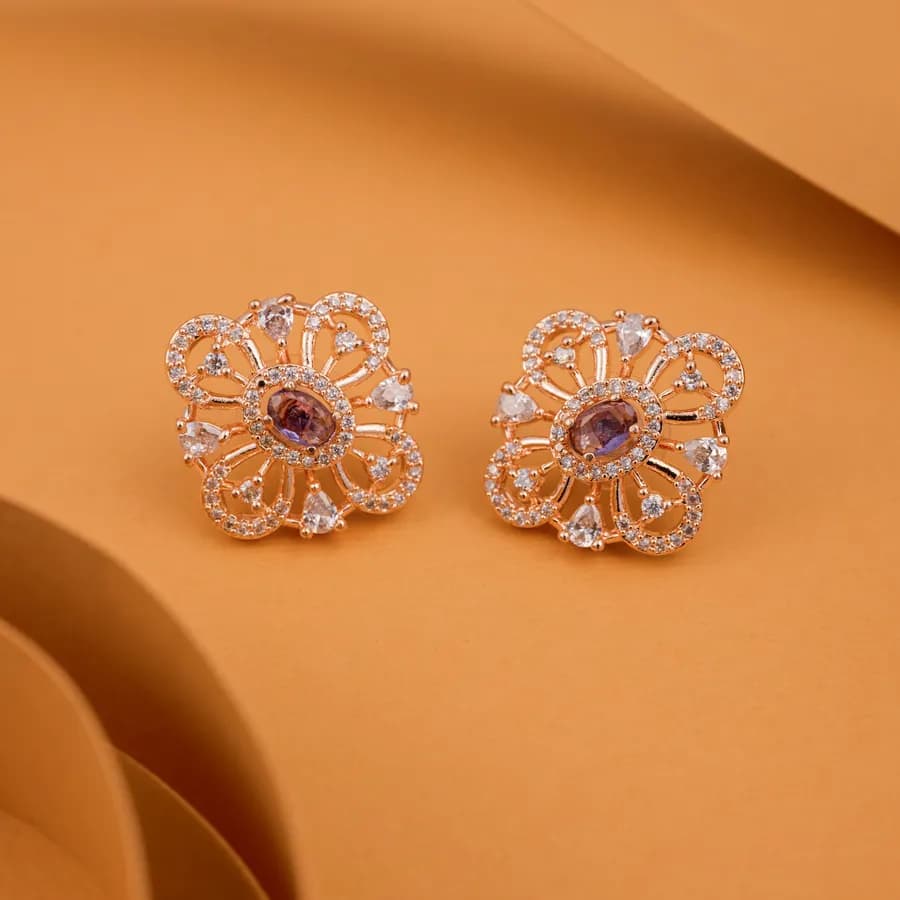Garnet Elegance Blossom Studs