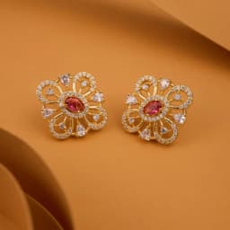 Elegant Ruby Blossom Studs 1