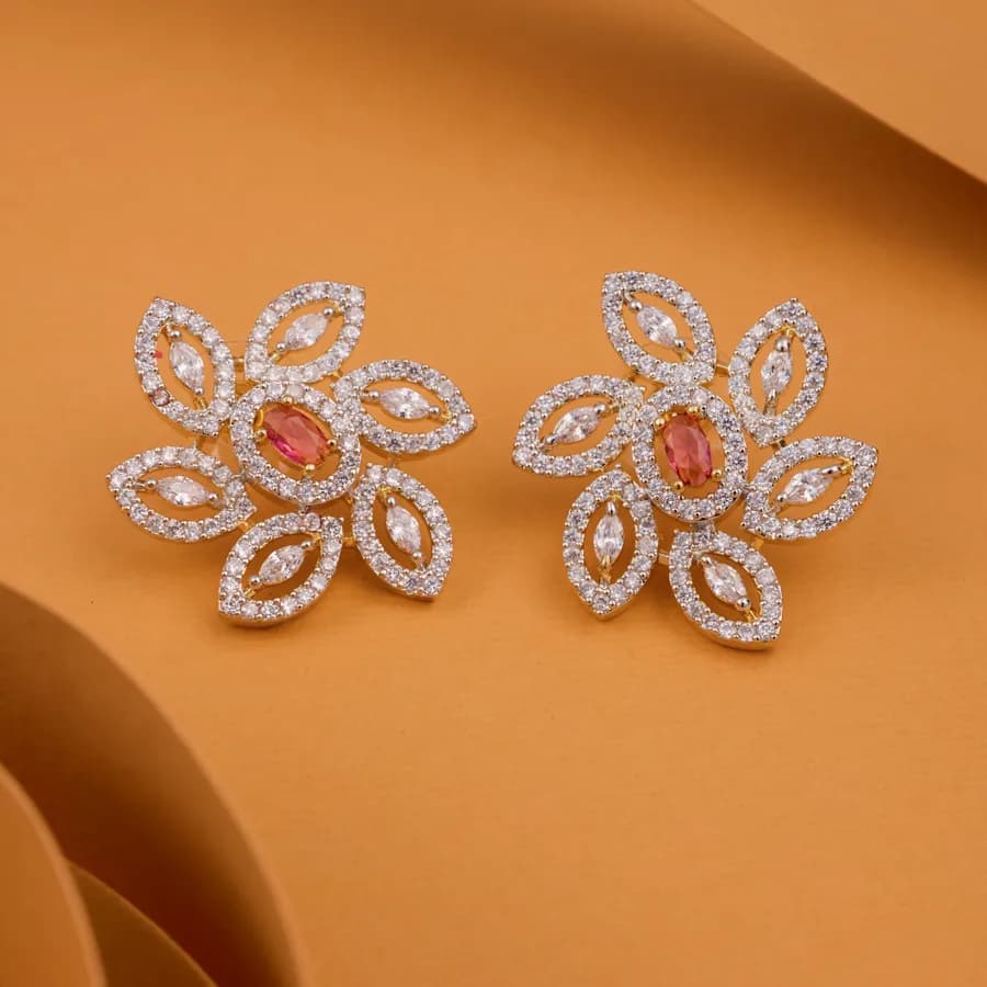Radiant Ruby Blossom Studs