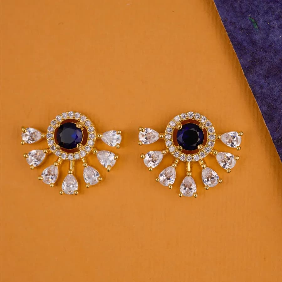 Celestial Glow Half Moon Stud Earrings