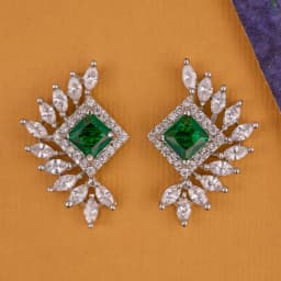 Emerald Feather Cascade Earrings 1