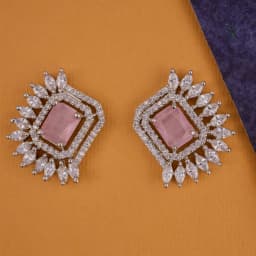 Elegant Blush Rectangle Gemstone Studs 1