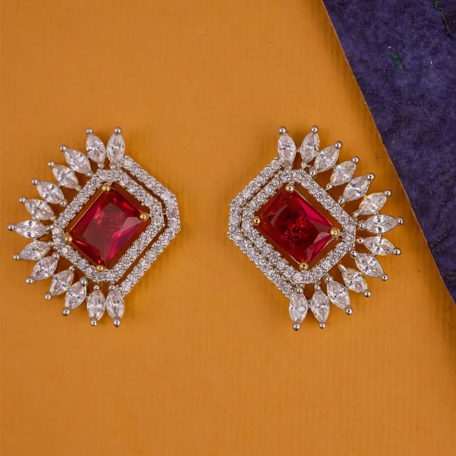 Crimson Elegance Gemstone Studs
