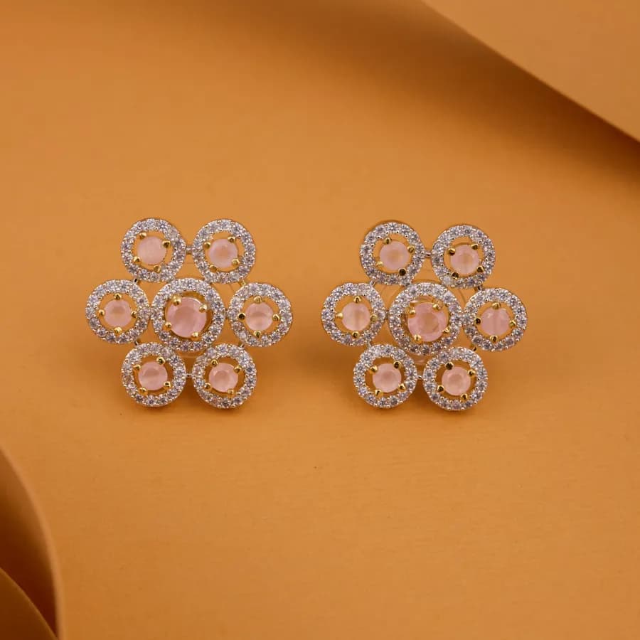 Charming Petal Pink CZ Studs