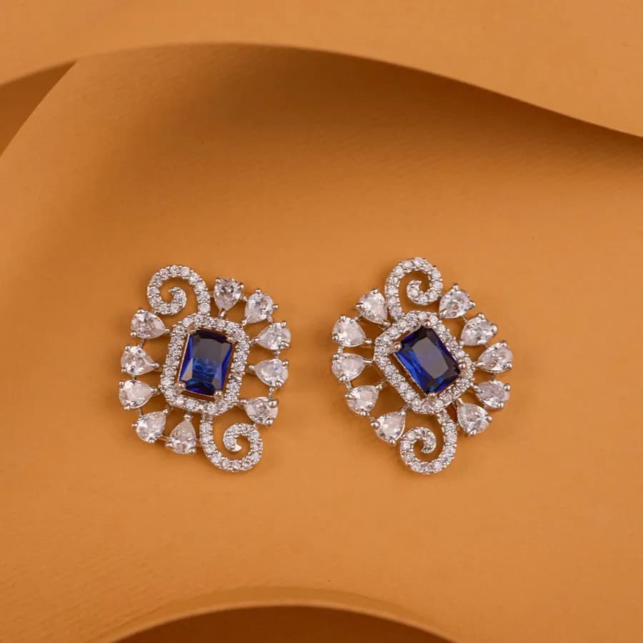 Regal Blue Crystal Accents Studs