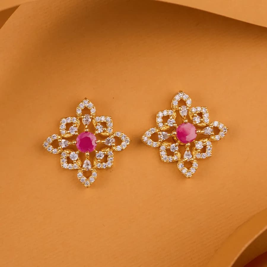 Elegant Ruby Geometric Studs