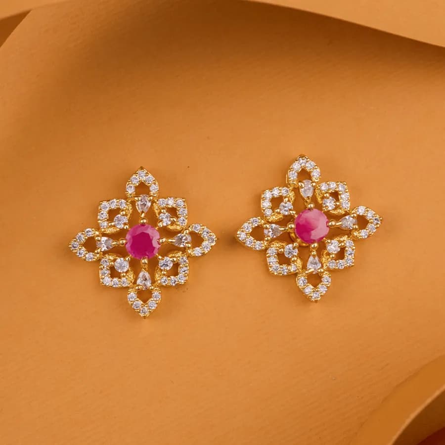Radiant Ruby Square Earrings