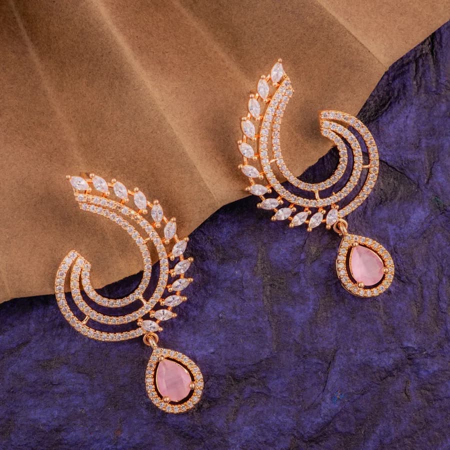 Emerald Elegance Crescent Earrings