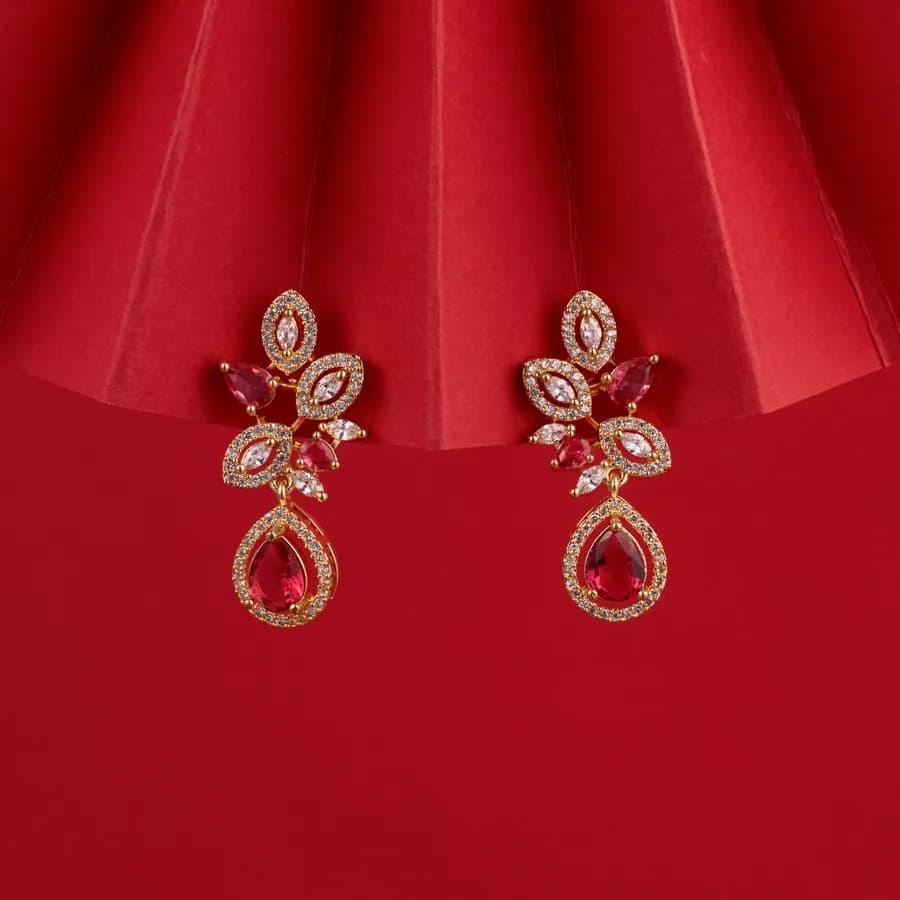 Crimson Charm Cascade Earrings