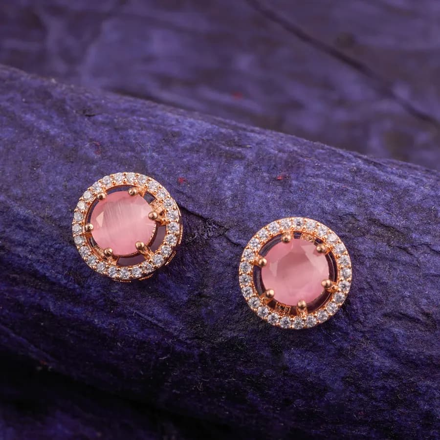 Rose Gold Halo Sparkle Earrings