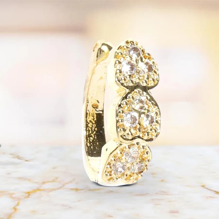 Charming Heart-Shaped Clip-On Nosepin with CZ Stones