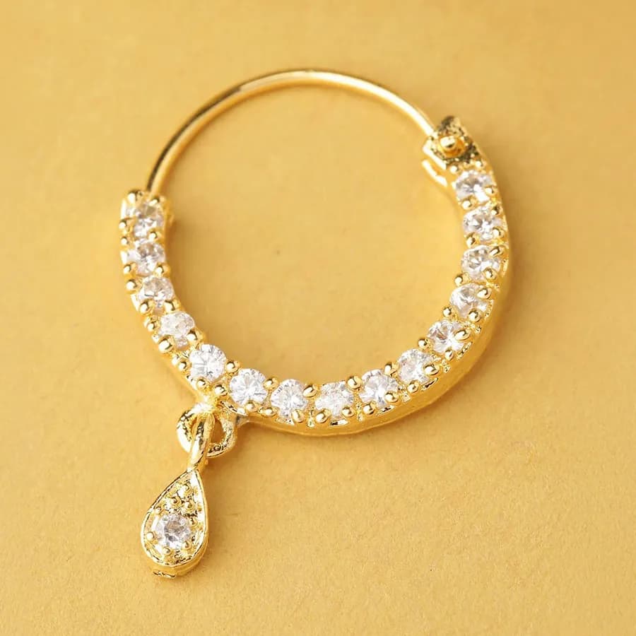 Chic Gold Teardrop CZ Nose Jewelry