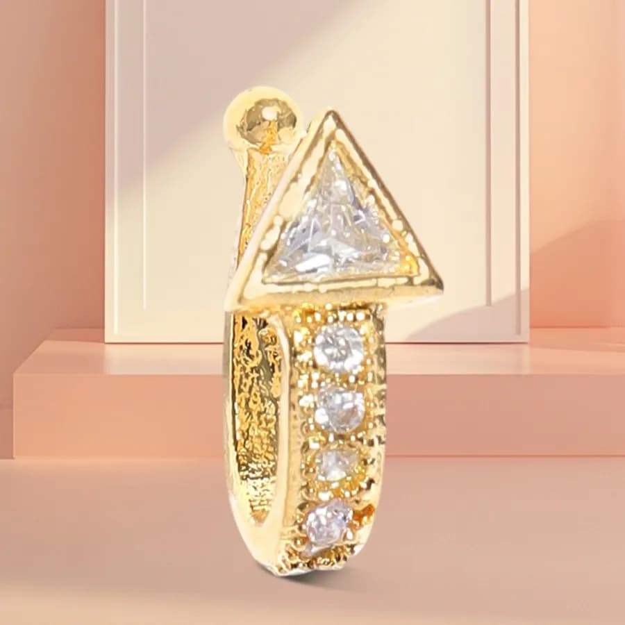 Triangular Elegance CZ Nose Pin