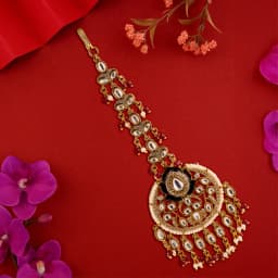 Opulent Ruby Kundan Maangtikka with Gold Detailing 1