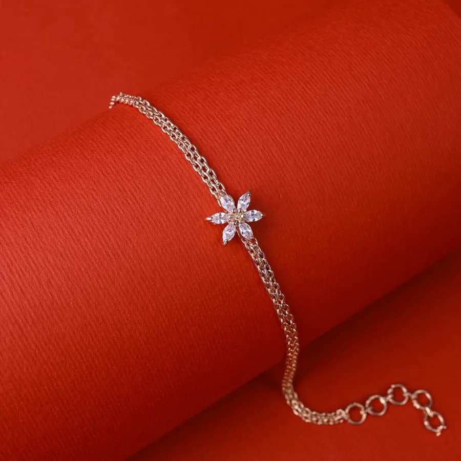Delicate Floral Charm Sparkle Bracelet